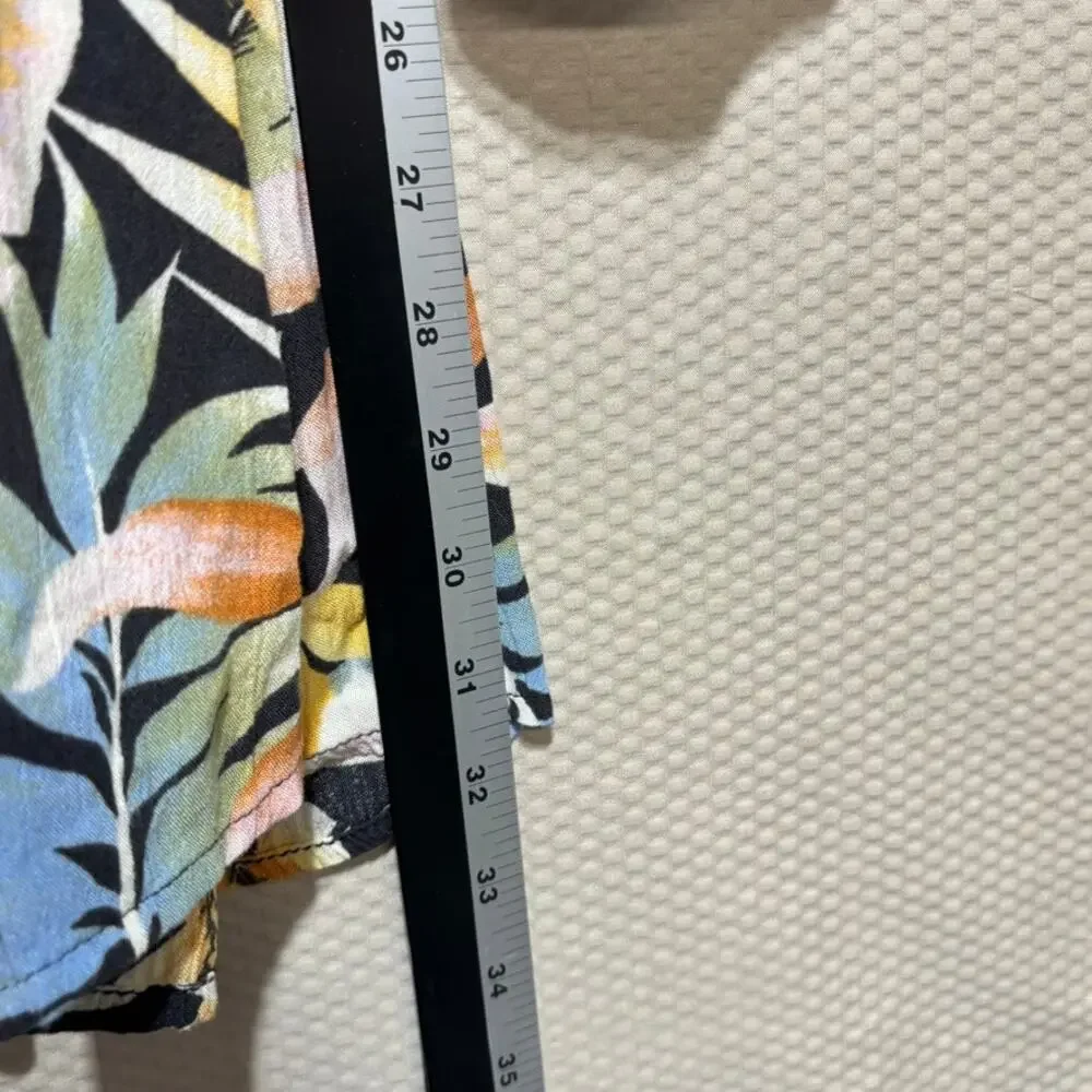 Billabong Tropical Palm Leaf Wrap Mini Dress Size Small Long Sleeve Tie Front - Picture 7 of 9